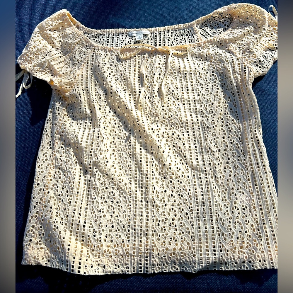 Banana republic size small, half white eyelet lace shirt.